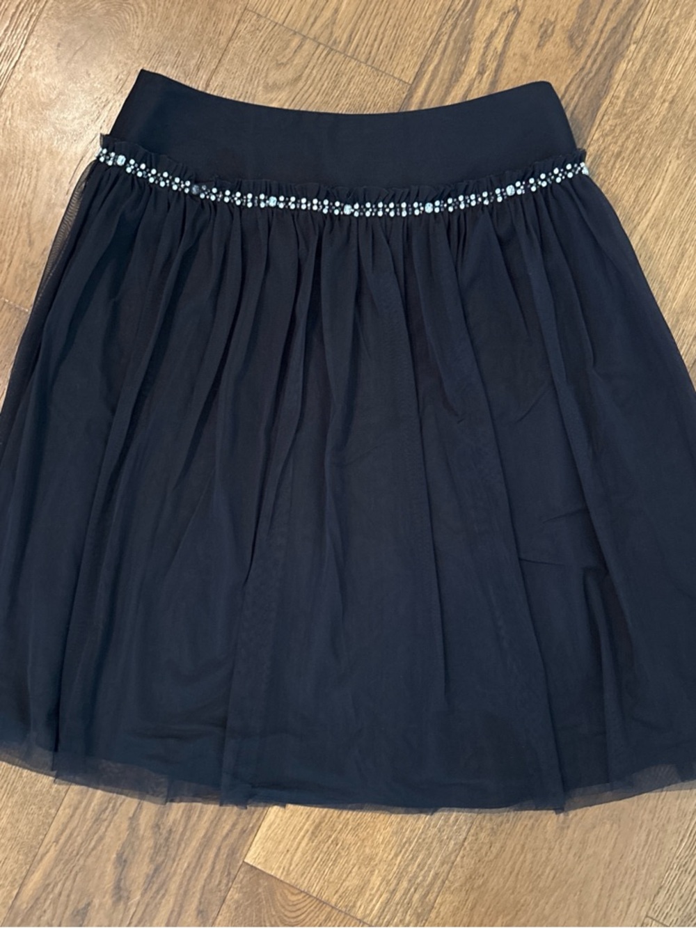 Express Black Tulle Skirt with Crystal Waist Detail